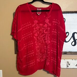 Johnny Was Red Blouse Top